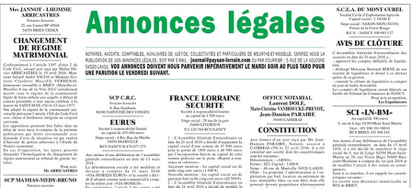 journal d'annonces légales