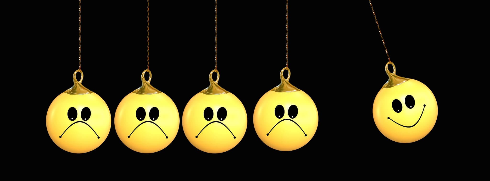 illustration de smileys mécontent et content métaphore de l'enquete de satisfaction