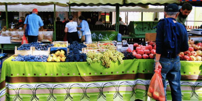stand de vente marché